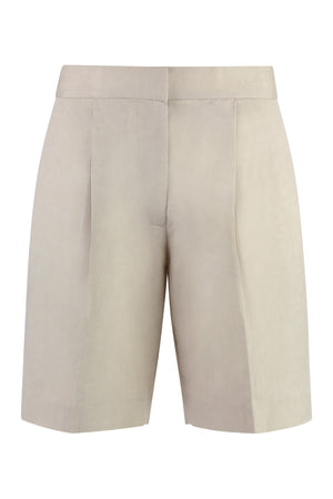 Linen blend shorts-0